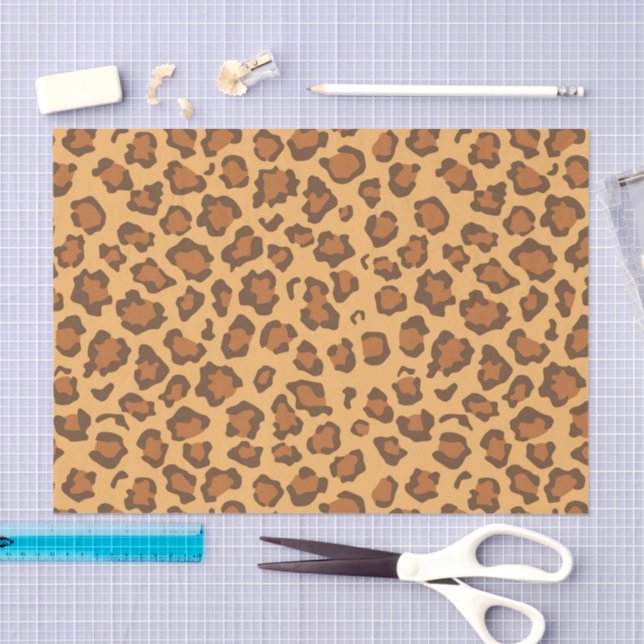 Warm Golden Brown Classic Leopard Print Decoupage Tissue Paper (Craft)