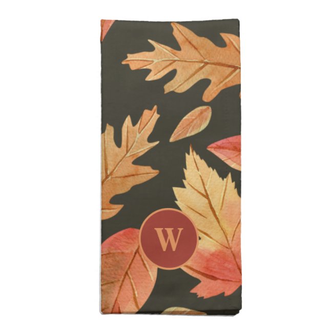 Warm Golden Fall Leaves Thanksgiving Season Cloth Napkin (Folded)