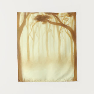 Warm Golden Forest Landscape Painting Tapestry