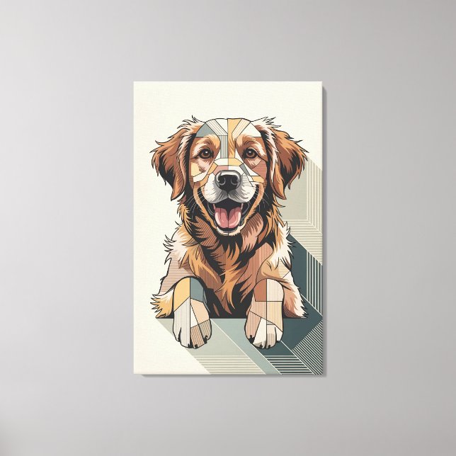 Warm Golden Retriever Mosaic Canvas Print (Front)