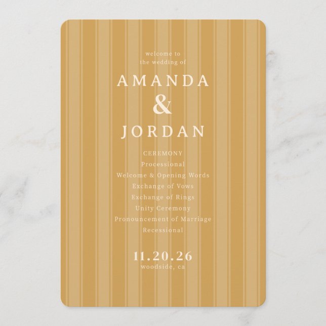 Warm Golden Vertical Stripes Program (Front)