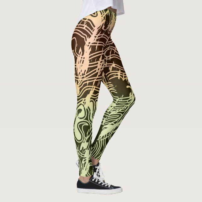 Warm Gradient Topographic Contour Map Leggings (Right)