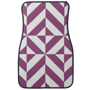Warm Grape Geometric Deco Cube Pattern Car Mat