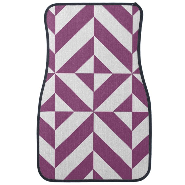 Warm Grape Geometric Deco Cube Pattern Car Mat (Front)