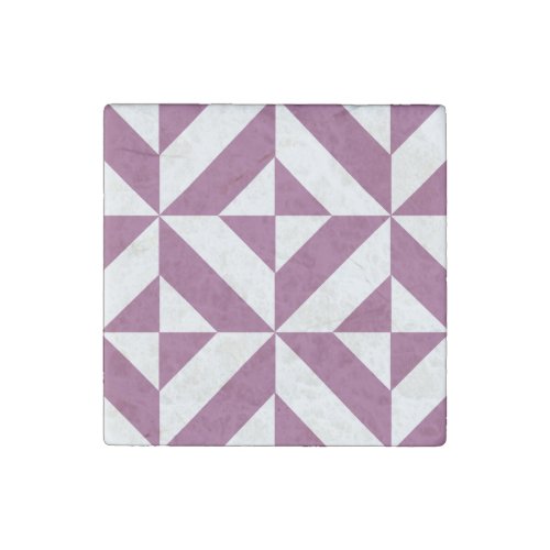 Warm Grape Geometric Deco Cube Pattern Stone Magnet