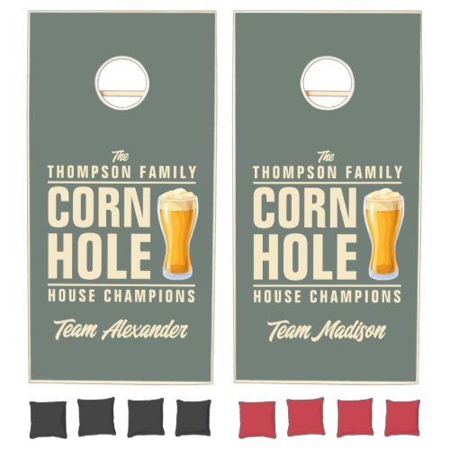 Warm Gray Brew Battle Champions Team Names Cornhole Set