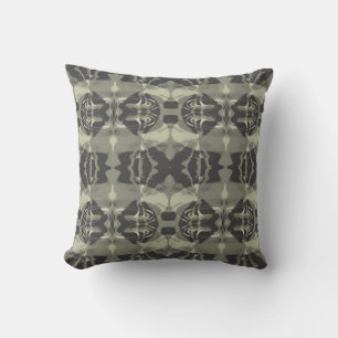 Warm Gray Charcoal Swirling Symmetrical Tiles Throw Pillow