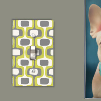 Warm Gray Chartreuse Mid-Century Modern Pattern Light Switch Cover