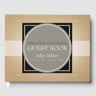 Warm gray Circle B Square Memorial Guest Book