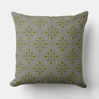 Warm Gray Cross Leaf of Green Accent Throw Pillow