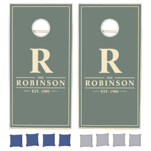 Warm Gray Family Name & Initial Cornhole Set