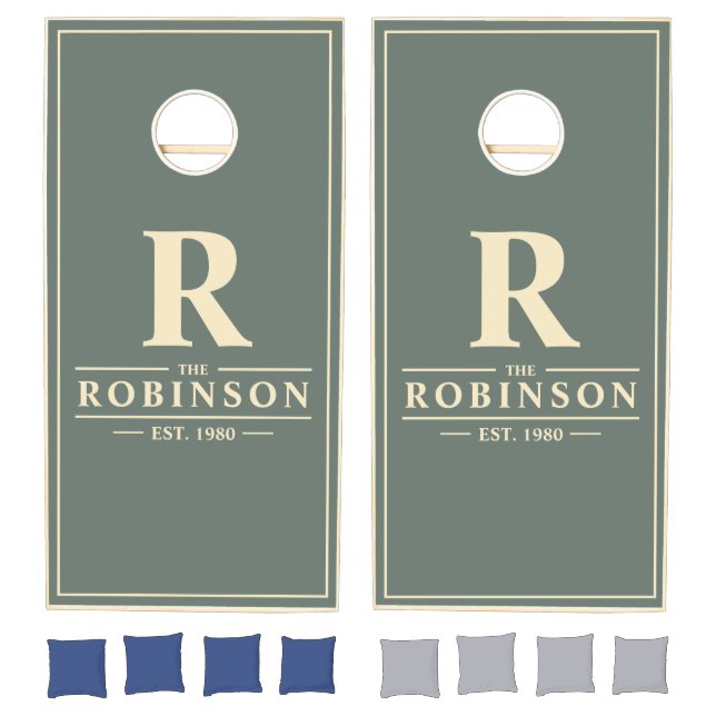 Warm Gray Family Name & Initial Cornhole Set (Set)