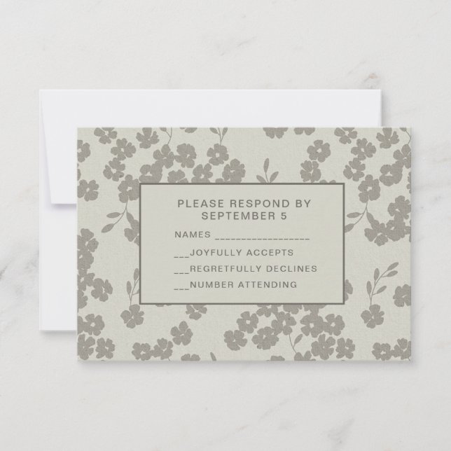 Warm Gray Formal Floral RSVP Card Elegant Modern (Front)