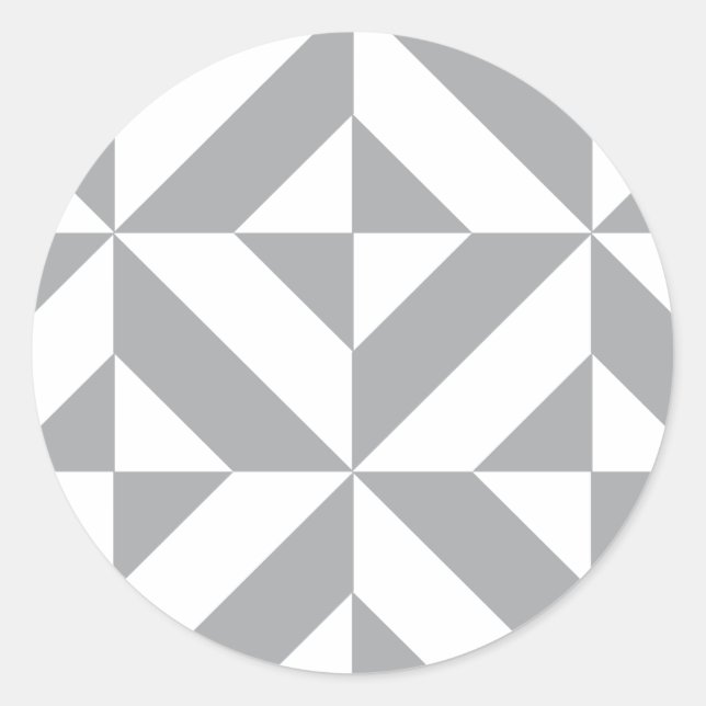 Warm Gray Geometric Deco Cube Pattern Classic Round Sticker (Front)