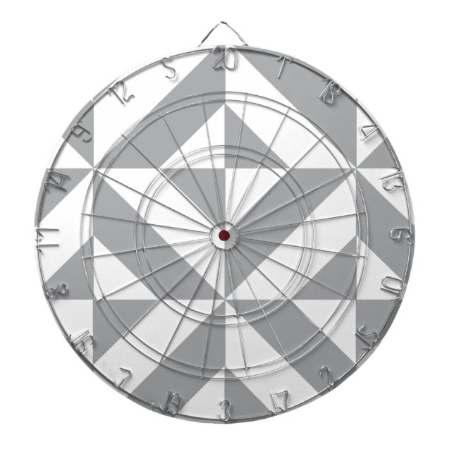 Warm Gray Geometric Deco Cube Pattern Dartboard With Darts (Front)