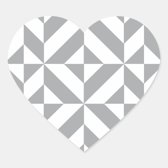Warm Gray Geometric Deco Cube Pattern Heart Sticker (Front)