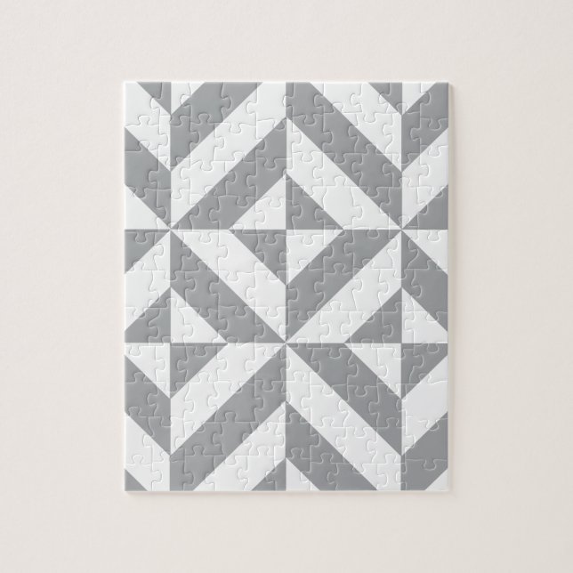 Warm Gray Geometric Deco Cube Pattern Jigsaw Puzzle (Vertical)