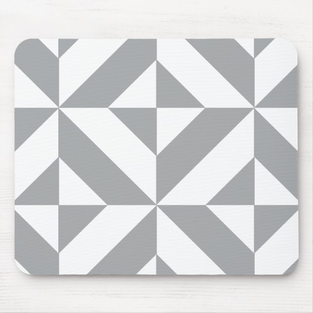 Warm Gray Geometric Deco Cube Pattern Mouse Pad (Front)