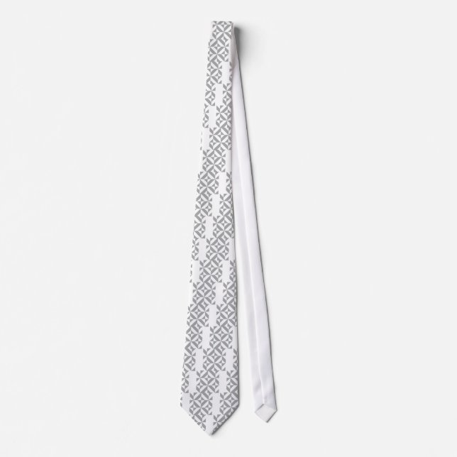 Warm Gray Geometric Deco Cube Pattern Neck Tie (Front)