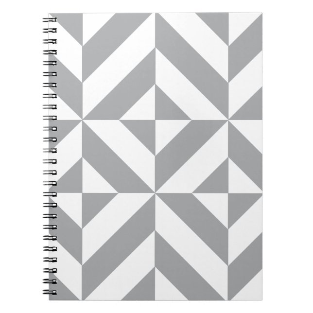 Warm Gray Geometric Deco Cube Pattern Notebook (Front)