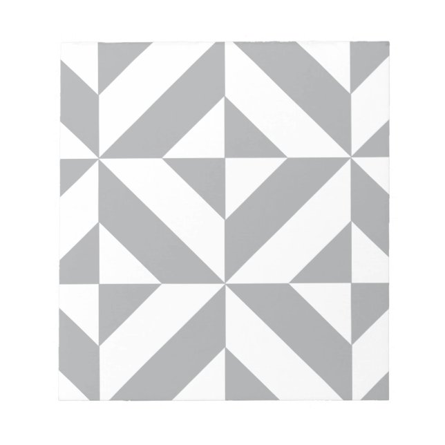 Warm Gray Geometric Deco Cube Pattern Notepad (Front)