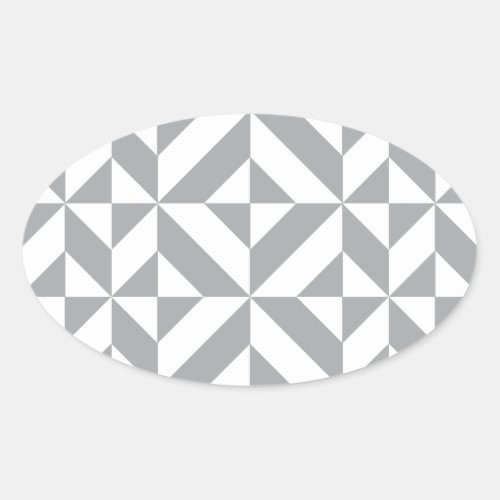 Warm Gray Geometric Deco Cube Pattern Oval Sticker