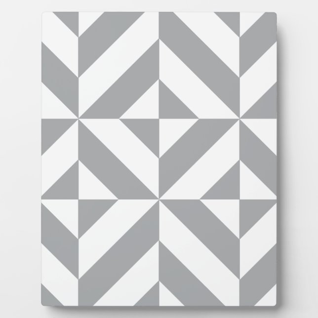 Warm Gray Geometric Deco Cube Pattern Plaque (Front)