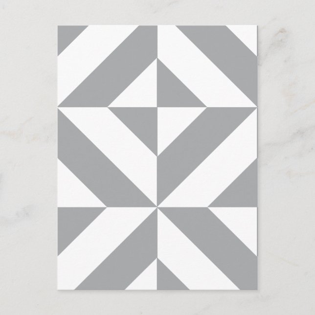 Warm Gray Geometric Deco Cube Pattern Postcard (Front)