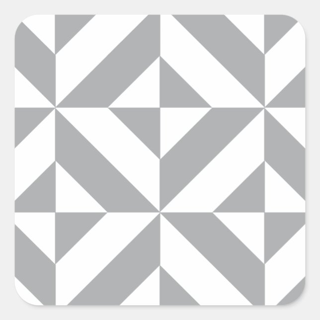 Warm Gray Geometric Deco Cube Pattern Square Sticker (Front)