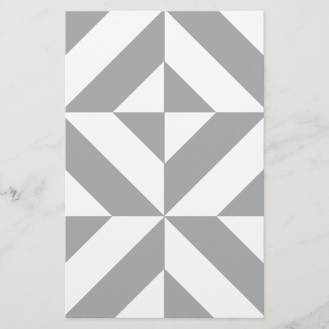 Warm Gray Geometric Deco Cube Pattern Stationery (Front)