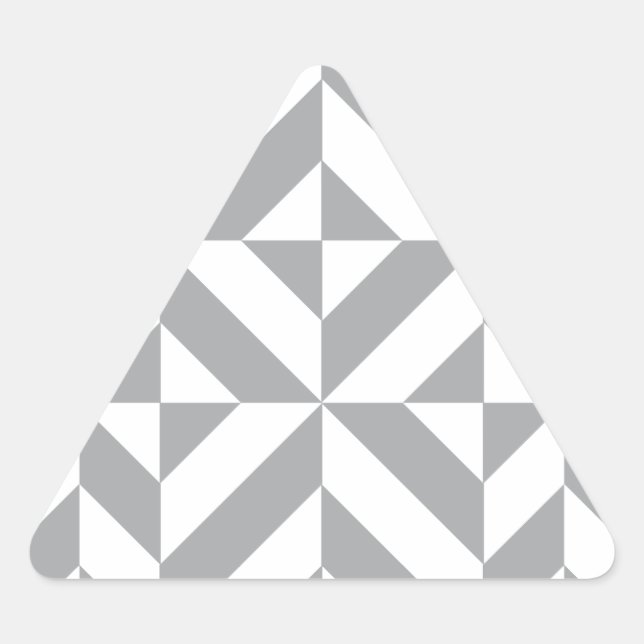 Warm Gray Geometric Deco Cube Pattern Triangle Sticker (Front)
