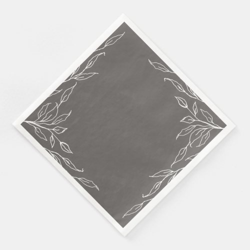 Warm Gray Leaf Motif Thanksgiving Party Napkins