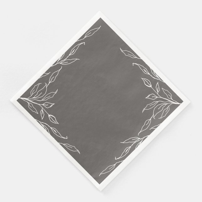 Warm Gray Leaf Motif Thanksgiving Party Napkins (Corner)