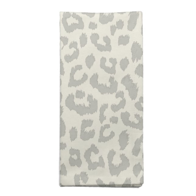 Warm Gray Leopard Print Dinner Napkin (Folded)