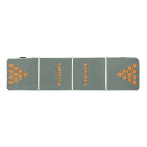 Warm Gray Minimal Modern Classic Name Beer Pong Table