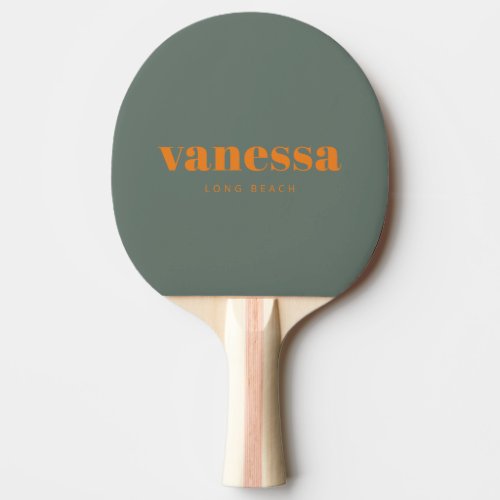 Warm Gray Minimal Modern Classic Name Ping Pong Paddle