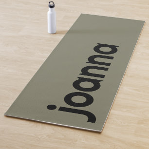 Warm Gray Modern Name   Stylish Simple Yoga Mat