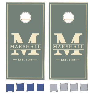 Warm Gray Name & Initial Overlay Cornhole Set
