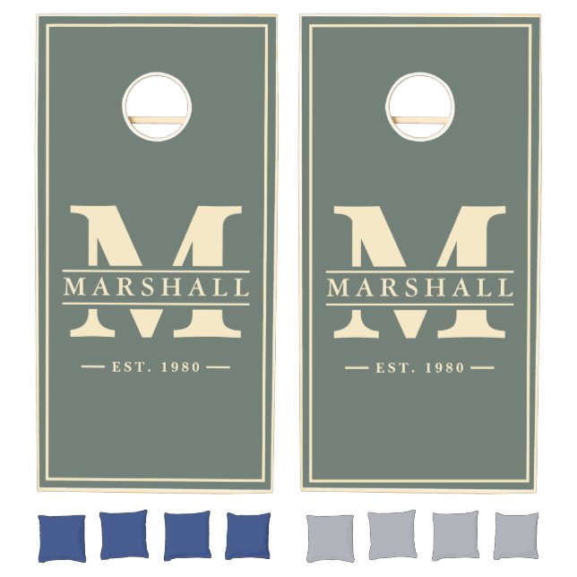 Warm Gray Name & Initial Overlay Cornhole Set (Set)