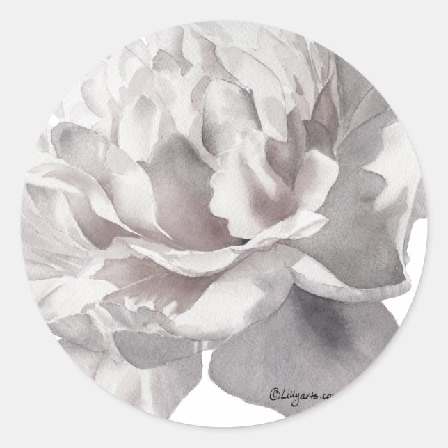 Warm Gray Peony Envelope Sticker Seal (Front)