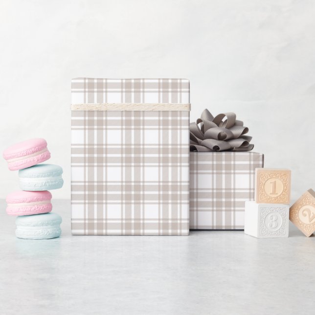 Warm Gray Plaid Wrapping Pattern Roll Paper (Baby Shower)