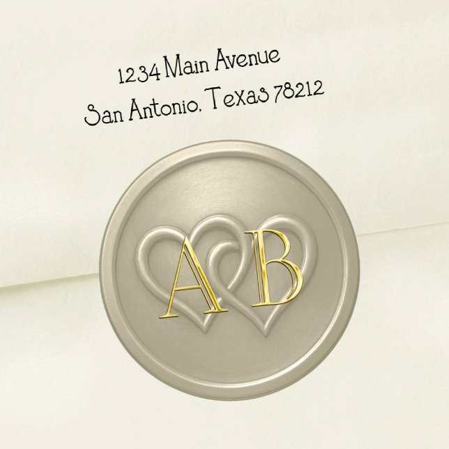 Warm Gray Two Hearts Intertwined Wedding Classic Round Sticker (Creator Uploaded)