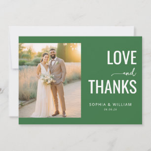 Warm Green Elegant Photo Thank You Card