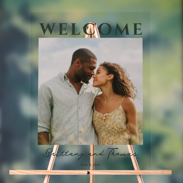 Warm Green Floral Photo Acrylic Sign (Neutral)