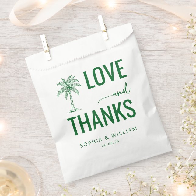 Warm Green Palm Tree Favor Bag (Clipped)