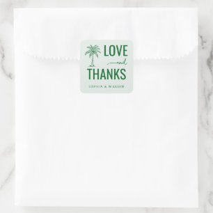 Warm Green Tropical Minimalist Palm Tree Square Sticker