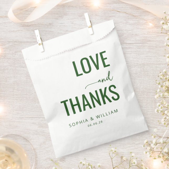 Warm Green Typographic Gratitude Favor Bag (Clipped)