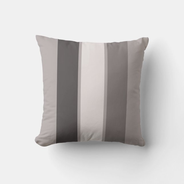 Warm Grey 3 Stripe (3 of 3) 16" Throw Pillow (Front)