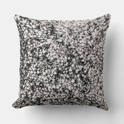 Warm Grey Black White Speckled Mosaic Abstract Throw Pillow