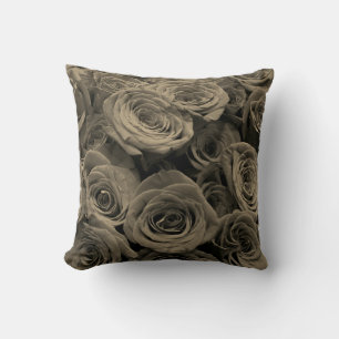 Warm Grey Roses Throw Pillow